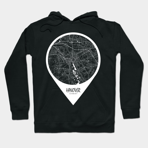 Hanover, England City Map - Travel Pin Hoodie by deMAP Studio